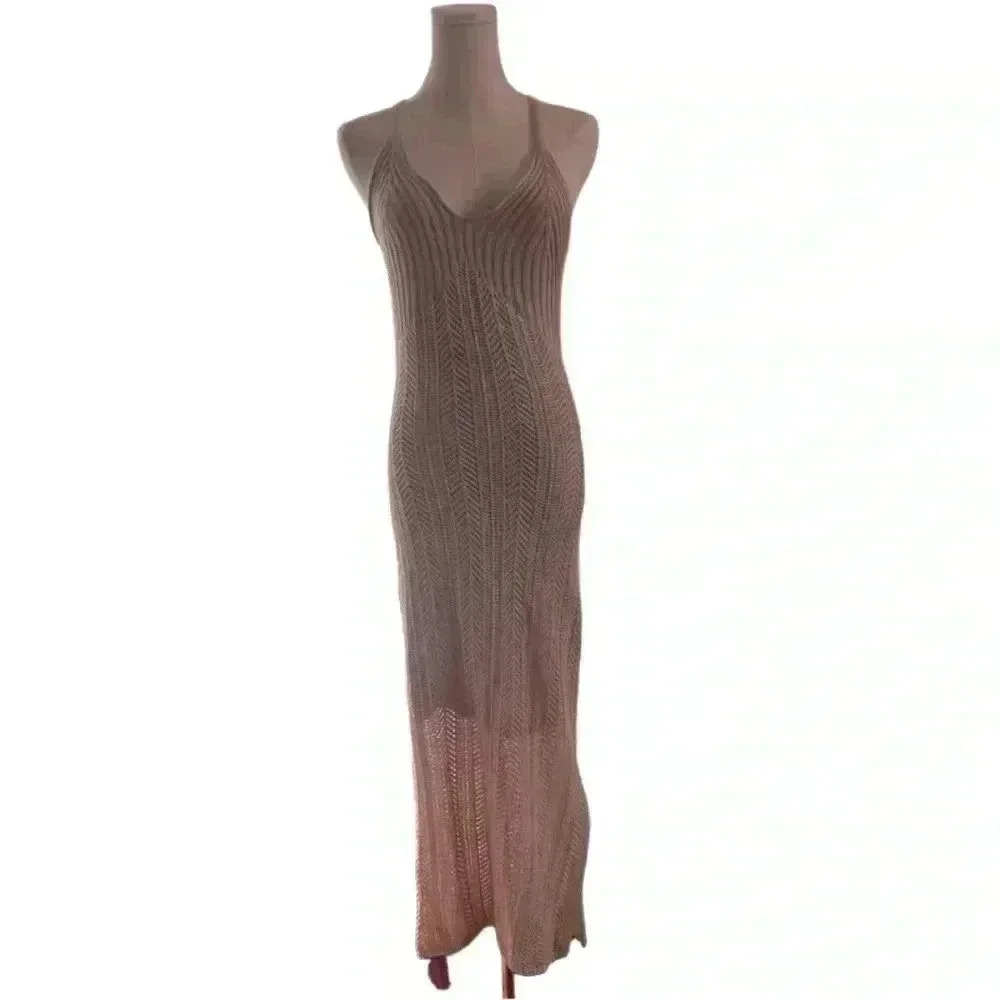 Freshman 1996 Knit Dress Maxi Cream Beige Size Small NWT